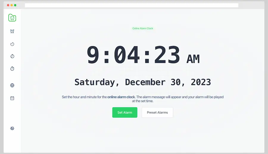 Online Alarm Clock: reloj, alarma, cronómetro y temporizadores online