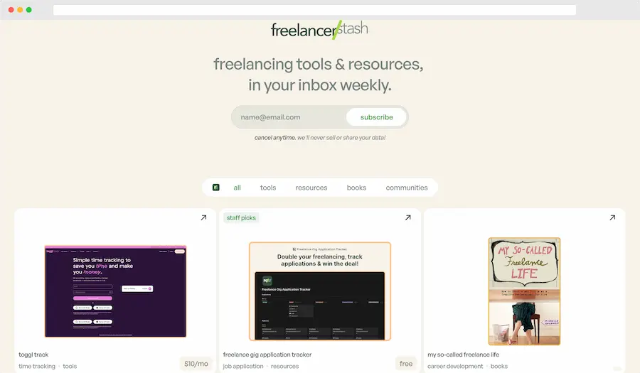 Freelancer Stash: directorio de herramientas y recursos para freelancers