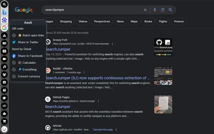 SearchJumper: cambia rápidamente entre motores de búsqueda