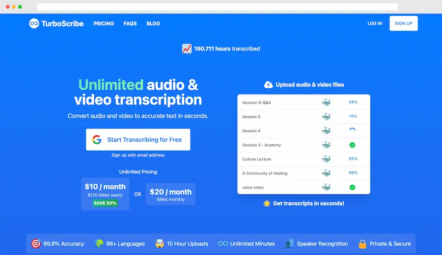 TurboScribe: herramienta para transcribir archivos de audio y vídeo