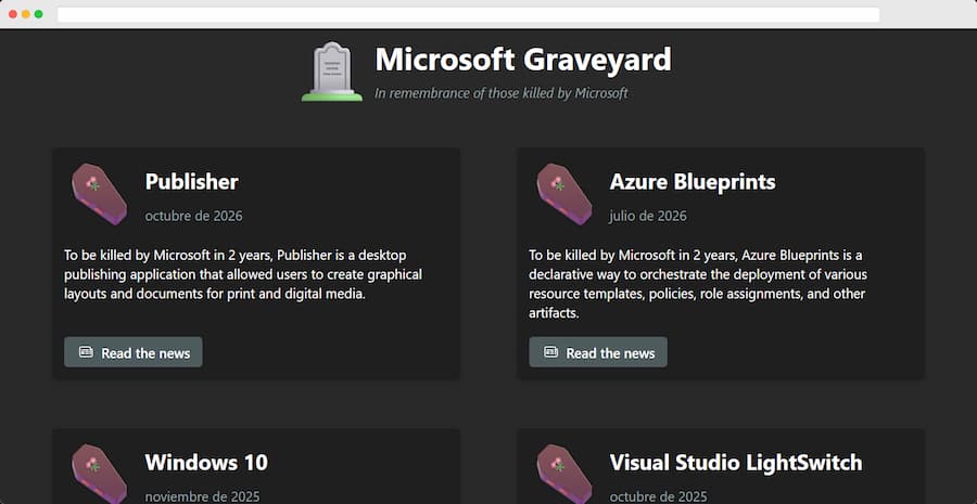 Microsoft Graveyard: memorial a los productos cerrados por Microsoft