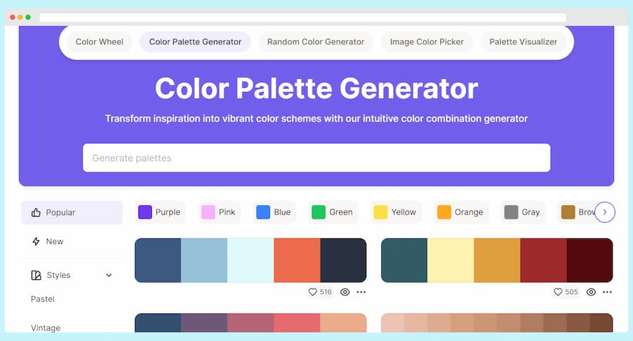 Color Palette Generator: crea paletas de colores en segundos