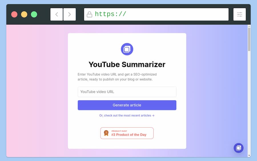 AI YouTube Video Summarizer: convierte vídeos en artículos optimizados para SEO