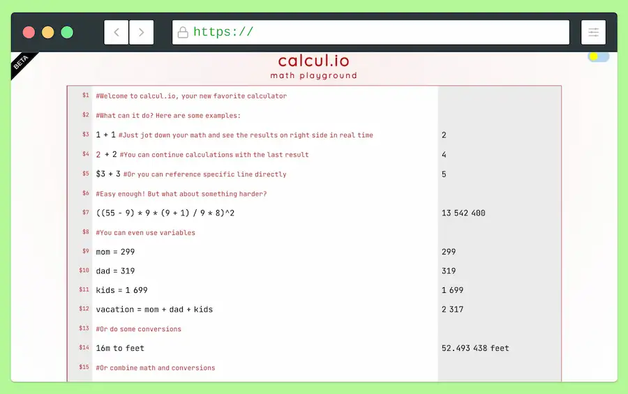 Calcul: una calculadora online inteligente de uso gratuito