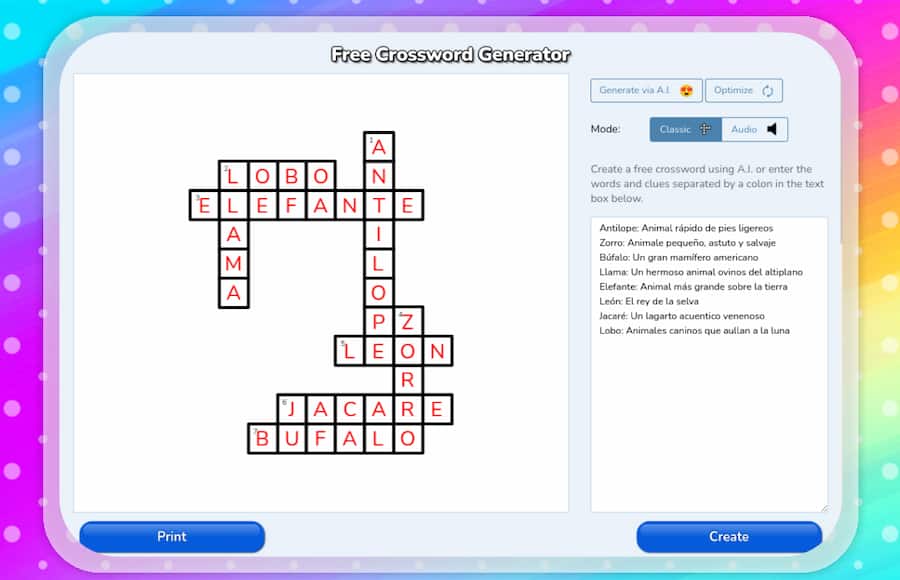 Free Crossword Generator: crea crucigramas con ayuda de la IA