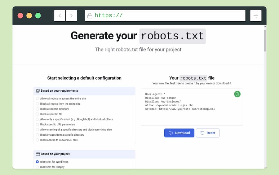 Generador de archivos Robots txt