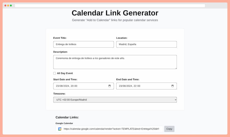 Calendar Link Generator