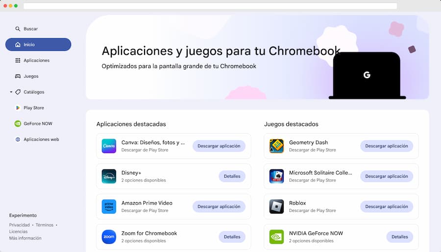 Tienda unificada de apps para Chromebooks