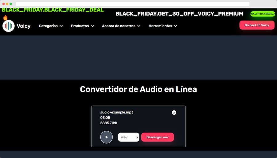 Convertidor de audio en línea de Voicy