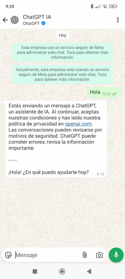 ChatGPT en WhatsApp