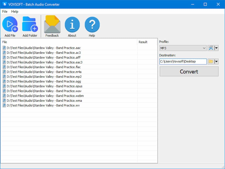 Vovsoft Batch Audio Converter