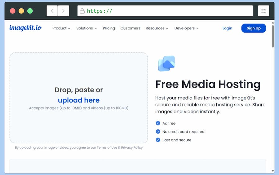 Free Media Hosting por Imagekit