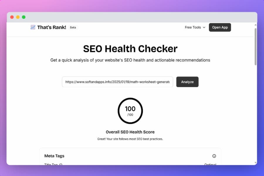 SEO Health Checker